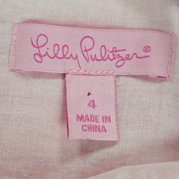 Lilly Pulitzer Shirt Womens Size 4 Pink Annabelle Halter Top Retro 60s Preppy - Picture 10 of 14